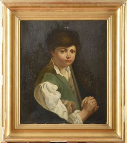 null ECOLE FRANCAISE XIXème siècle Portrait de jeune homme Huile sur toile 58 x 49...