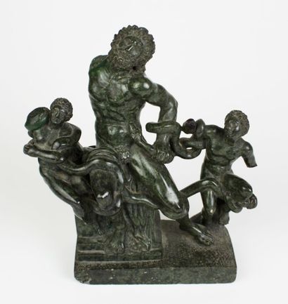 null GROUPE en serpentine Laocoon et ses fils Italie, XIXème siècle 28 x 20 x 10...
