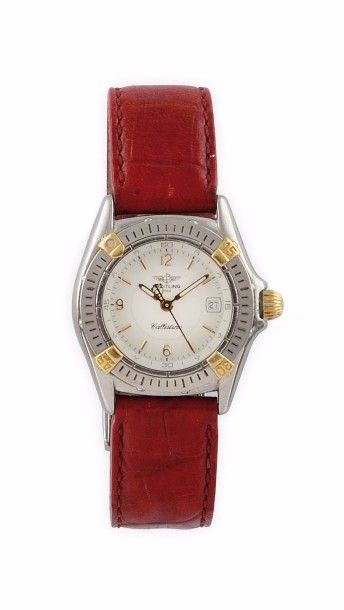 null BREITLING CALLISTINO MONTRE de dame en acier, boitier rond, cadran blanc signé,...