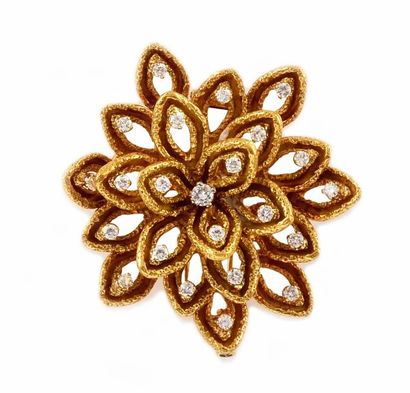 null BOUCHERON BROCHE CLIP en or jaune représentant une fleur stylisée aux pétales...