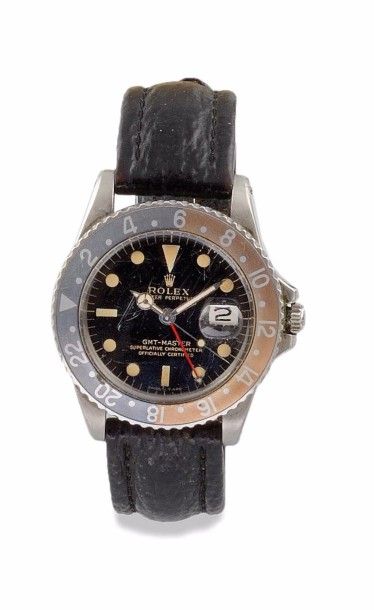 null ROLEX MONTRE modèle «GTM MASTER» Boitier en acier rond, cadran noir, index,...