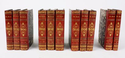 null Walter SCOTT (1771-1832) 3 oeuvres complètes 1828 en 11 volumes Belle reliure...