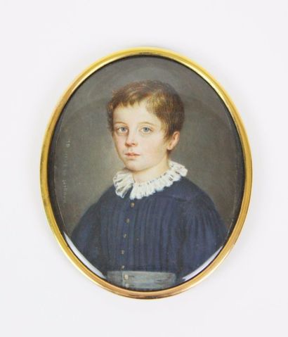 null Jean ROUGEOT de BRIEL (1792-1852) Portrait d’un jeune garçon en buste vers la...
