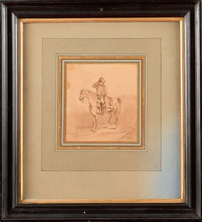 null Nicolas Toussaint CHARLET (1792-1845) « L’Empereur Napoléon 1er à cheval » Lavis...