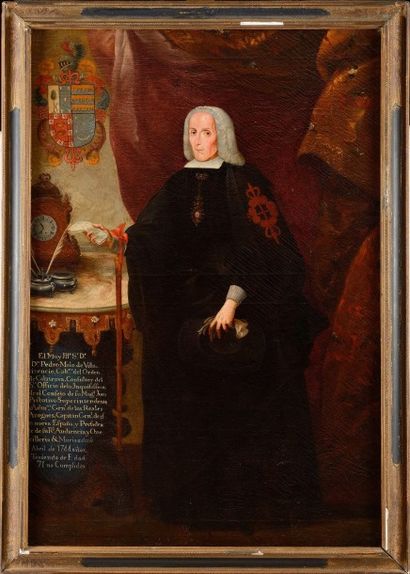 null ECOLE ESPAGNOLE du XVIIIème siècle Portrait en pied de Dom Pedro Malo de Villa...