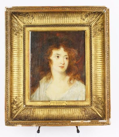 null Dans le gout de George ROMNEY Portrait de Lady Hamilton Huile sur panneau 25...