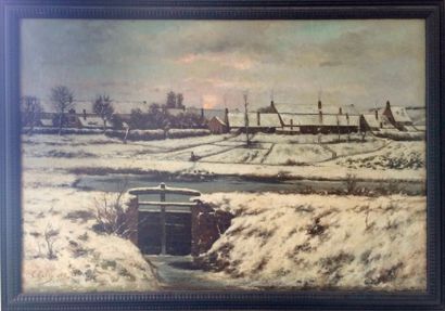 null Léonce CHABRY (1832-1883) Paysage d'hiver Huile sur toile, datée signée 67 68...