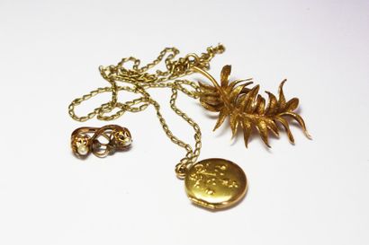 null Lot de bijoux comprenant, une BROCHE en or stylisant un épi en or jaune, une...