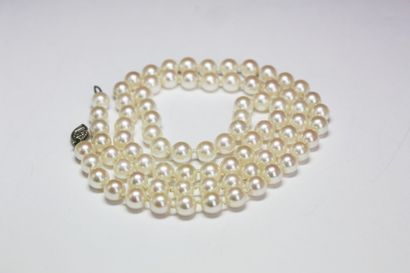 null COLLIER de perles de culture rondes et de couleurs blanches, séparées par des...