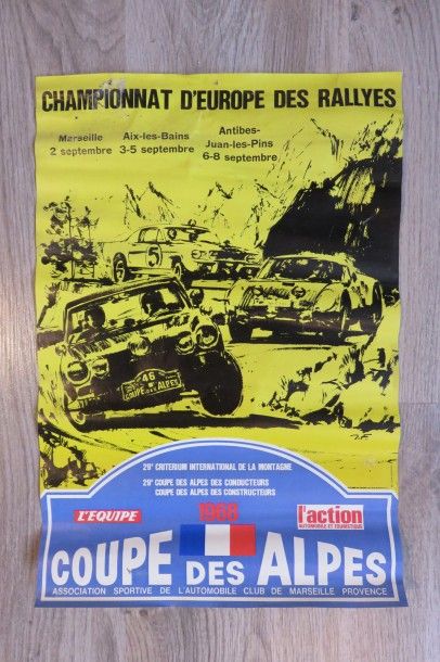  Affiches 44ème course de Côte du Mont-Ventoux 38 x 52 cm et Coupe des Alpes 31,5...
