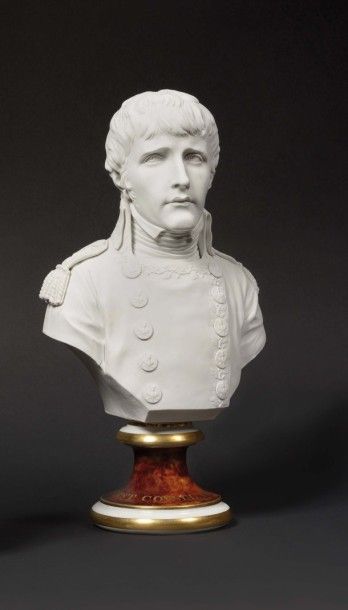  PARIS Buste en biscuit de porcelaine dure représetnant Bonaparte Ier Consul sur...
