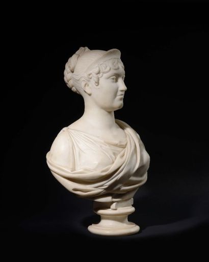 null Buste en marbre blanc d’après François-Joseph Bosio représentant l’Impératrice...