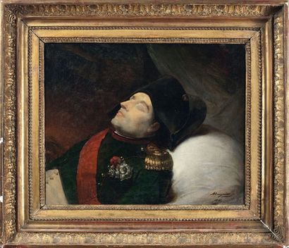  Jean-Baptiste MAUZAISSE (Corbeil 1784 - Paris 1844) «La Mort de Napoléon» Toile...