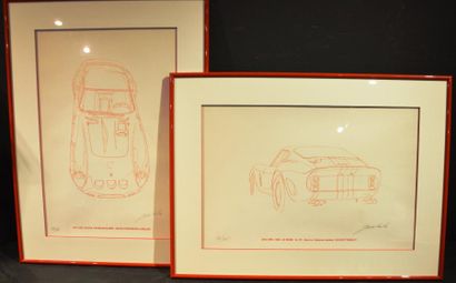 null YOSHIDA Hideki (né en 1949) "Ferrari 250 GT" Deux lithographies issues d'un...