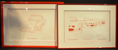 null YOSHIDA Hideki (né en 1949) "Ferrari 250 GT" Deux lithographies issues d'un...