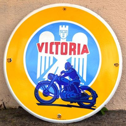 null "Victoria" Plaque émaillée ronde promotionnelle de la marque de moto Allemande....