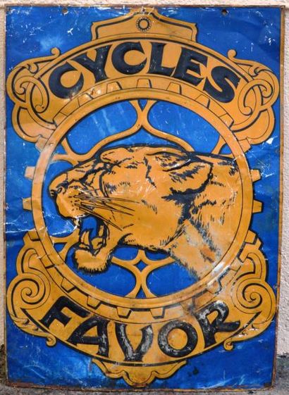 null "Cycles Favor" Plaque rectangulaire simple face, lithographiée pour les cycles...