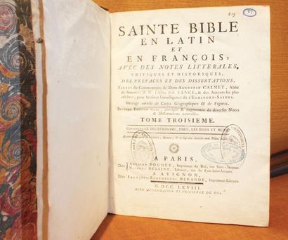 null CALMET (Augustin) Sainte Bible en Latin et François, avec des notes littérales,...