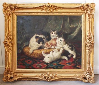 Yvonne LAUR (1879-1943) Chatte et ses chatons...