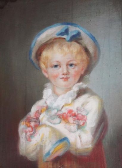 null ECOLE FRANCAISE du XIXème siècle Portrait d'enfant Pastel 57 x 43 cm (à vue...