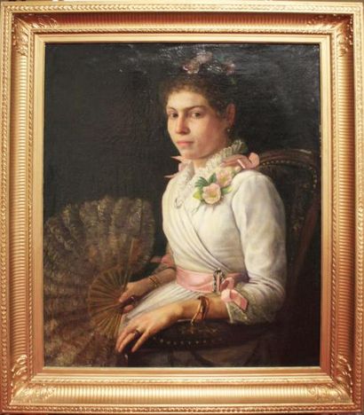 Attribué à Auguste FIAT (Actif aux XIXème et XXème siècles) Portrait de dame de...