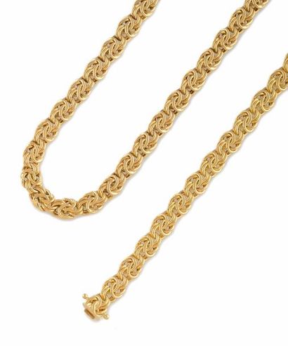 null PARURE en or jaune (18k) comprenant un collier et un bracelet mailles ovale...