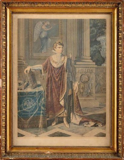 null APPIANI, d’après « Napoléon Ier en tenue de sacre » Gravure en couleurs. 65...