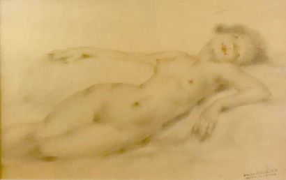 null LUCIEN BOULIER (1882-1963) Nu allongé Dessin Cachet de l’atelier 27 x 43 cm