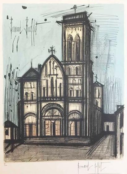 null D’APRES BERNARD BUFFET L’Eglise de Vézelay, 1968 Lithographie en couleurs, signée...