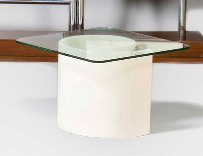 null VLADIMIR KAGAN (1927-2016) « Snail » Table bout de canapé, plateau en verre...