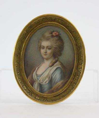 null DROUAIS Ecole française du XIXème siècle Portrait de femme en buste vers la...