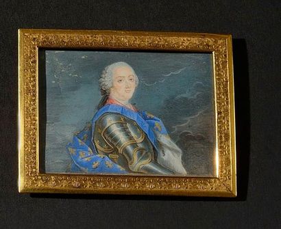 null ECOLE FRANCAISE vers 1750. Portrait du Roi Louis XV en buste vers la droite,...