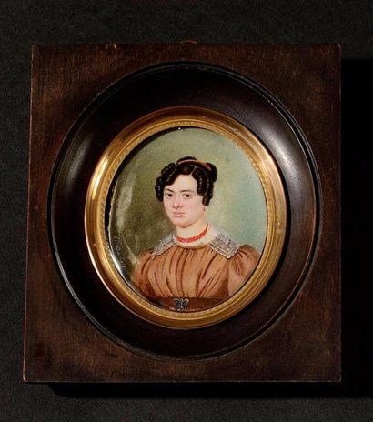 null Pierre-Paul DARBOIS (1785 - 1861) Portrait de jeune femme en buste vers la gauche...