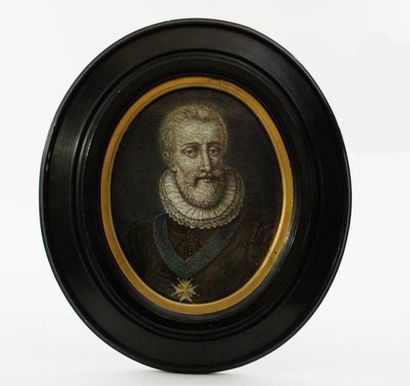 null ECOLE FRANCAISE DU XIXème siècle Portrait du roi Henri IV en buste Miniature...