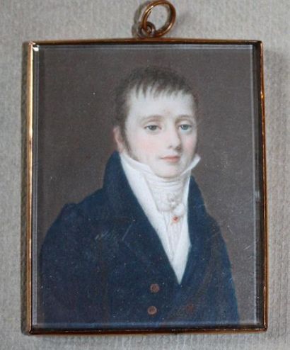 null ECOLE DE J.B AUGUSTIN Vers 1815 Portrait d'un jeune homme en buste vers la droite...