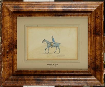 null Henry HALKEN (1774-1850) (Attribué à) Etude de cavaliers Suite de quatre aquarelles...