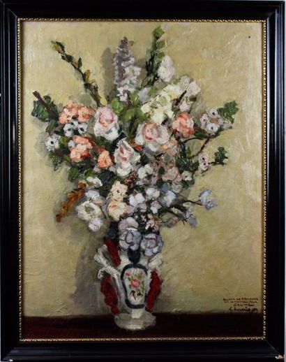 null Gustave HERVIGO (1896-1993) Natures morte aux bouquets de fleurs Huile sur toile...