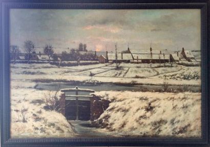 null Léonce CHABRY (1832-1883) Paysage d'hiver Huile sur toile, datée signée 67 68...