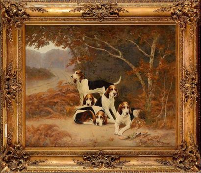 null Tristan LACROIX (1849-1914) La meute Huile sur toile Signée en bas à droite...