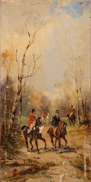null Robert STONE (1820-1870) Scènes de chasse à courre Paire d'huiles sur panneau...