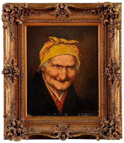 null Ferdinand Jean LUIGINI (1870-1943) Portrait de vieille dame Huile sur panneau...
