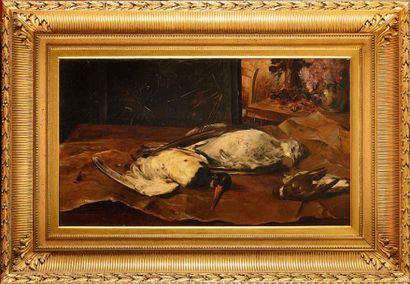 null ECOLE FRANCAISE du XIXe siècle Nature morte aux oiseaux Huile sur toile Signature...