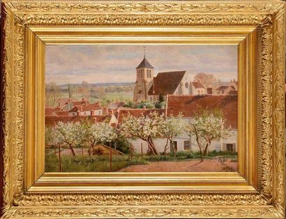 null Adrien SCHULZ (1851-1931) Vue de Montigny sur Loing Huile sur toile Signée et...