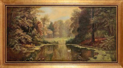 null A. GAUTIER (XIXe) Le Temple d’Amour à Fontainebleau Sur sa toile d’origine Signée...