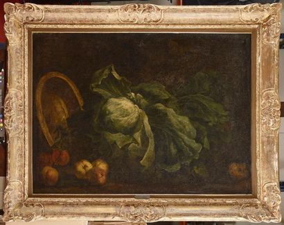 null ECOLE FRANCAISE du XVIIIème siècle Nature-morte au chou Huile sur toile 73 x...