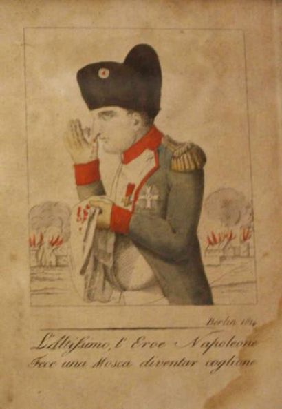 null ECOLE ITALIENNE du XIXème siècle. « Caricatures de L’Empereur Napoléon Ier »....