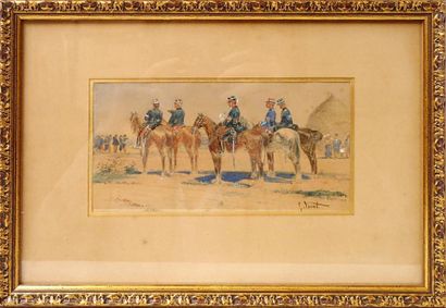 null Gustave VIENT (1847-1900) Soldats de la Grande Guerre Trois aquarelles signées...