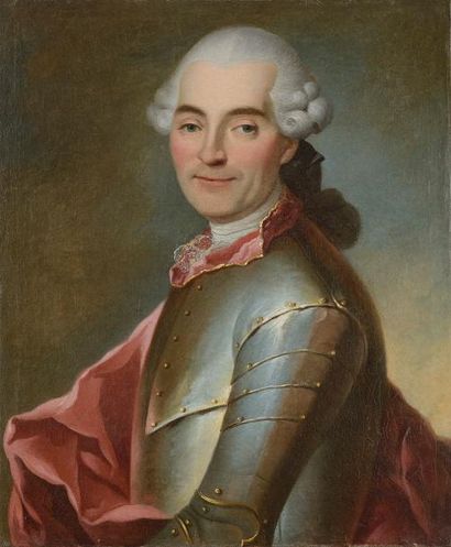 null ECOLE FRANCAISE vers 1750, entourage de Jean Marc NATTIER Portrait d'homme en...