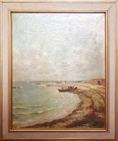 null Maurice DUBOIS (1869-1944) Après-midi en bord de mer Huile sur toile Signé en...