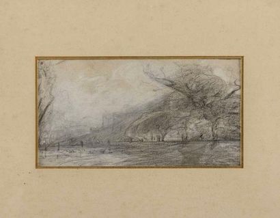 null Henri NAZON (1821-1902) Paysages. Suite de quatre esquisses au crayon signées...